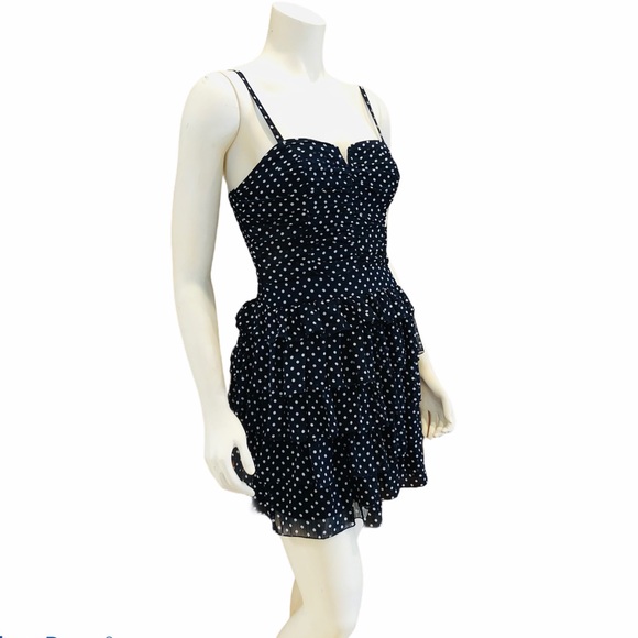 Blue & White Polka Dot Mini Dress - Picture 10 of 12